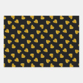 Feuille De Papier Cadeau Coeurs d'or gras motif noir (Devant)