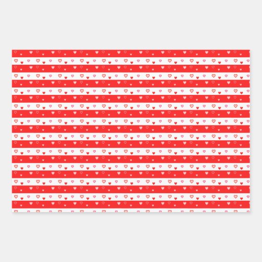 Feuille De Papier Cadeau Coeurs en rouge et blanc (Devant 2)