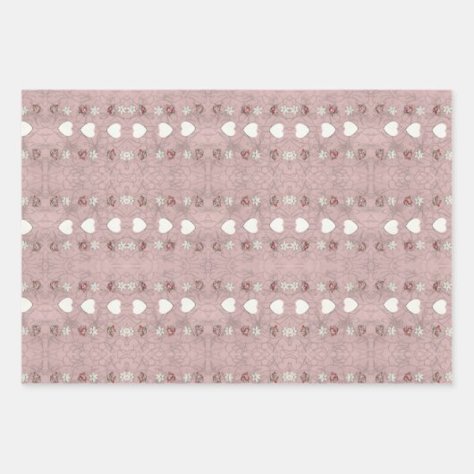 Feuille De Papier Cadeau Coeurs et fleurs (Devant 2)