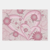 Feuille De Papier Cadeau Coeurs et fleurs Abstraits roses Aimer l'art fract (Devant)