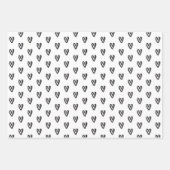 Feuille De Papier Cadeau Coeurs et lignes noirs et blancs (Devant 3)
