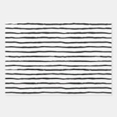 Feuille De Papier Cadeau Coeurs et lignes noirs et blancs (Devant)