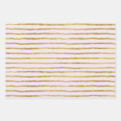 Feuille De Papier Cadeau Coeurs et lignes rose et or (Devant)