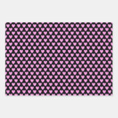 Feuille De Papier Cadeau Coeurs et pierres précieuses sur noir, rose et bla (Devant 3)