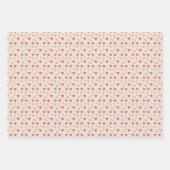 Feuille De Papier Cadeau Coeurs et points roses et rouges sur la crème Vale (Devant 3)