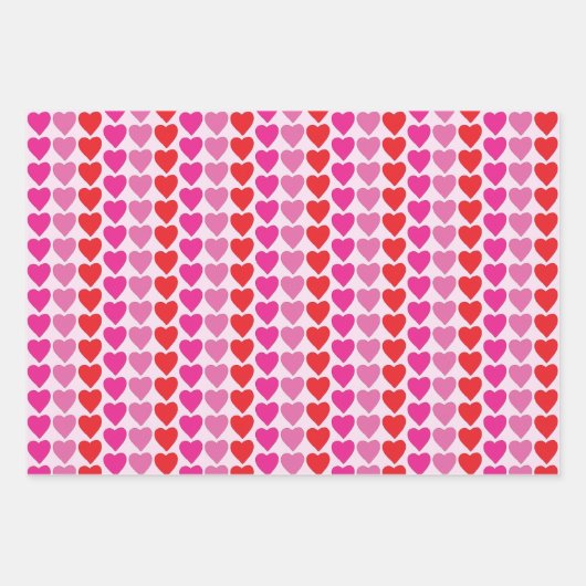 Feuille De Papier Cadeau Coeurs fuchsia rose rouge (Devant 3)