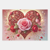 Feuille De Papier Cadeau Coeurs géométriques Abstraits et blocs de couleur  (Devant 2)