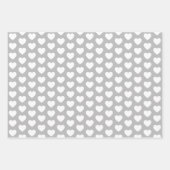 Feuille De Papier Cadeau Coeurs gris et blancs (Devant 2)