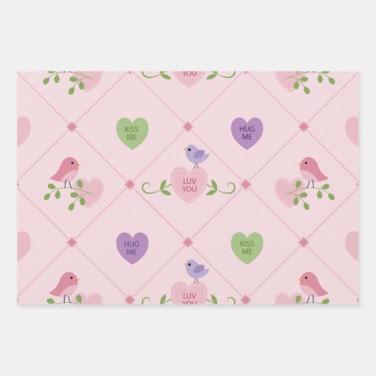 Feuille De Papier Cadeau Coeurs Inséparables (Devant)