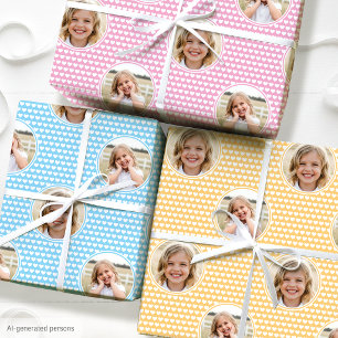 Feuille De Papier Cadeau Cœurs Mignons Enfants Anniversaire Photo 3 Set Col