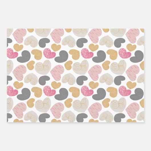 Feuille De Papier Cadeau Coeurs mignons Pastel Pinks Motif (Devant)