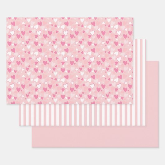 Feuille De Papier Cadeau Coeurs mignons rose (Lot)