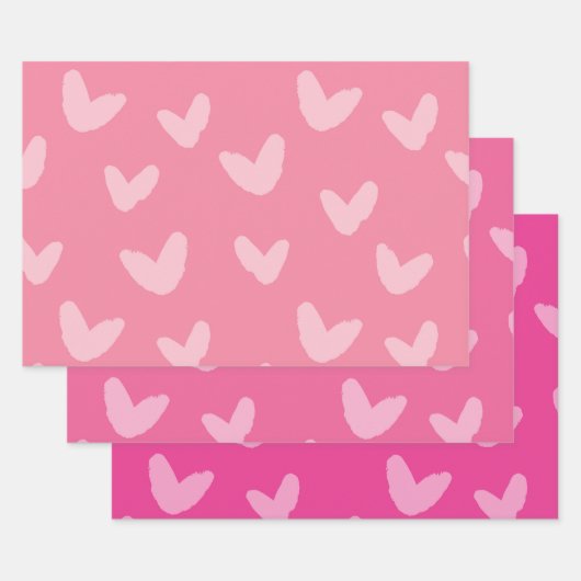 Feuille De Papier Cadeau Coeurs Motif rose Couleurs Douce Amour Artiste (Lot)