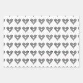 Feuille De Papier Cadeau Coeurs noirs et blancs minimes modernes (Devant 3)