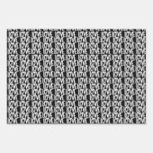 Feuille De Papier Cadeau Coeurs noirs et blancs minimes modernes (Devant)