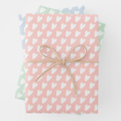 Feuille De Papier Cadeau Coeurs Pastel mignonnes Rose bleu vert (En situation)