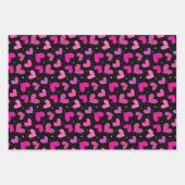 Feuille De Papier Cadeau Coeurs rayés bleu (Devant 2)