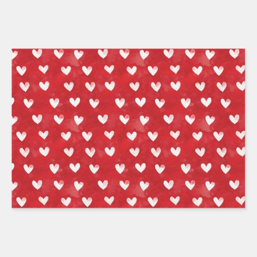 Feuille De Papier Cadeau Cœurs rayés rouges et blancs XOXO (Devant 3)