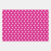 Feuille De Papier Cadeau Cœurs Rose Chaud Et Points (Devant)