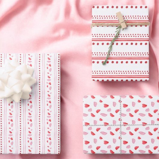 Feuille De Papier Cadeau Coeurs rose et rouge Cadeaux de la Saint-Valentin