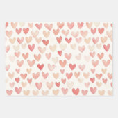 Feuille De Papier Cadeau Cœurs roses Amour floral (Devant 3)