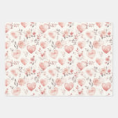 Feuille De Papier Cadeau Cœurs roses Amour floral (Devant 2)