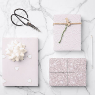 Feuille De Papier Cadeau Cœurs roses blancs romantiques pour la Saint-Valen