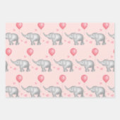 Feuille De Papier Cadeau Coeurs roses et aquarelle Elephant Cadeau (Devant)