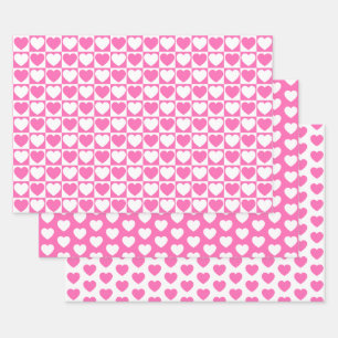 Feuille De Papier Cadeau Coeurs roses et blancs