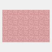 Feuille De Papier Cadeau Coeurs roses Valentine's Day Love Retro Checker (Devant 3)
