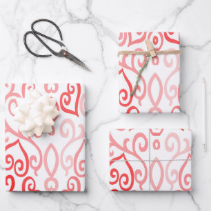 Feuille De Papier Cadeau Coeurs rouge et rose