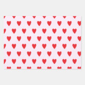 Feuille De Papier Cadeau Coeurs rouges Abstrait main tiré Boho Style Motif (Devant 2)