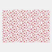 Feuille De Papier Cadeau Coeurs rouges éparpillés sur rose (Devant 3)