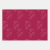 Feuille De Papier Cadeau Coeurs rouges et blancs modernes Baisers de la Sai (Devant 3)