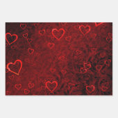 Feuille De Papier Cadeau Coeurs rouges gothiques (Devant)
