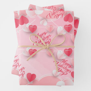 Feuille De Papier Cadeau Coeurs rouges Heureuses Saintes-Valentin