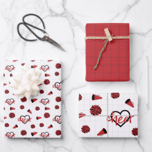 Feuille De Papier Cadeau Coeurs rouges, pots de marionnettes, Motif mégapho