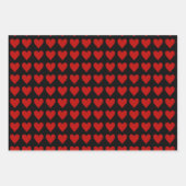 Feuille De Papier Cadeau Coeurs rouges sur noir (Devant 2)