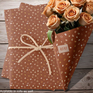 Feuille De Papier Cadeau Coeurs-Rustique Brown-Valentin pour Lui ou Mariage