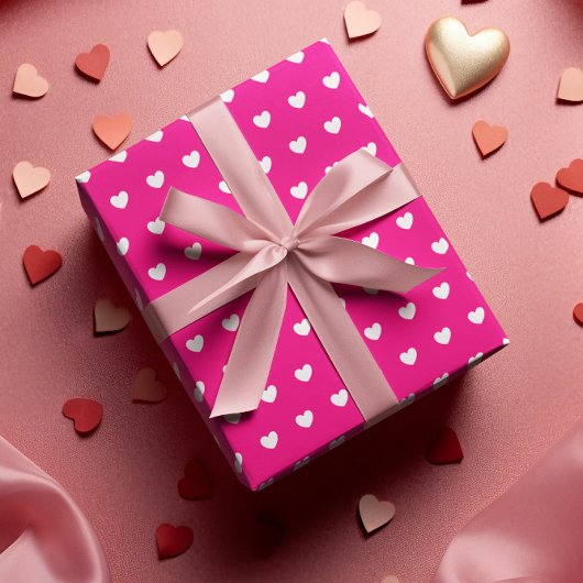 Feuille De Papier Cadeau Cœurs Saint-Valentin rose