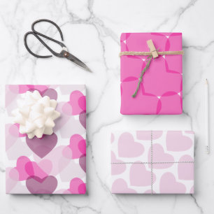 Feuille De Papier Cadeau Cœurs transparents de la Saint-Valentin motif rose