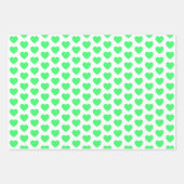 Feuille De Papier Cadeau Coeurs vert clair et blanc (Devant 3)