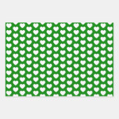 Feuille De Papier Cadeau Coeurs vert et blanc (Devant 2)