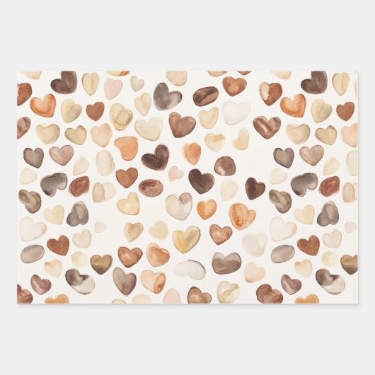 Feuille De Papier Cadeau Coffee Bean Hearts Coffee First (Devant)
