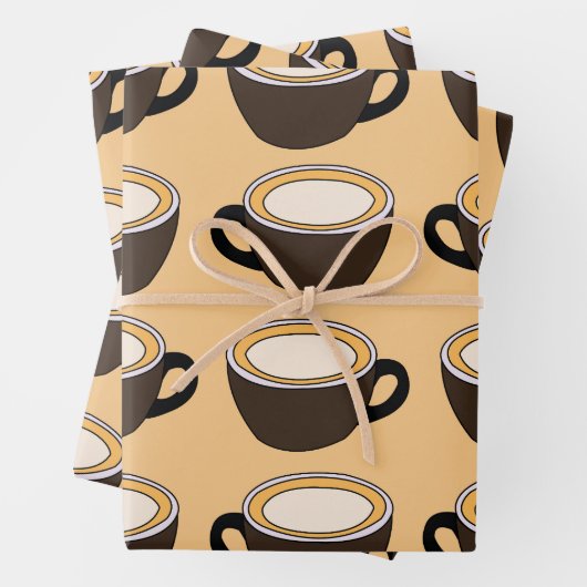 Feuille De Papier Cadeau Coffee Cup Pattern (En situation)