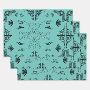 Feuille De Papier Cadeau coin-floraison-cadre de défilement