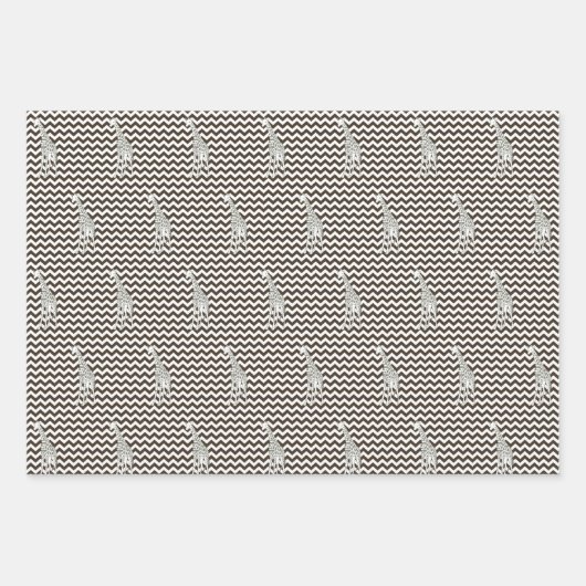 Feuille De Papier Cadeau Cola Safari Chevron avec la Giraffe d'Art Pop (Devant 3)