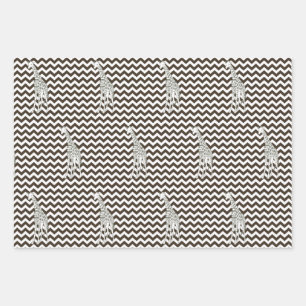 Feuille De Papier Cadeau Cola Safari Chevron avec la Giraffe d'Art Pop