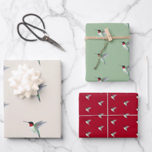 Feuille De Papier Cadeau Colibri à gorge rubis