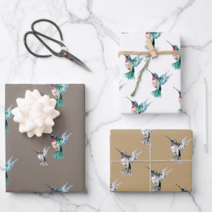 Feuille De Papier Cadeau Colibri à l'aquarelle
